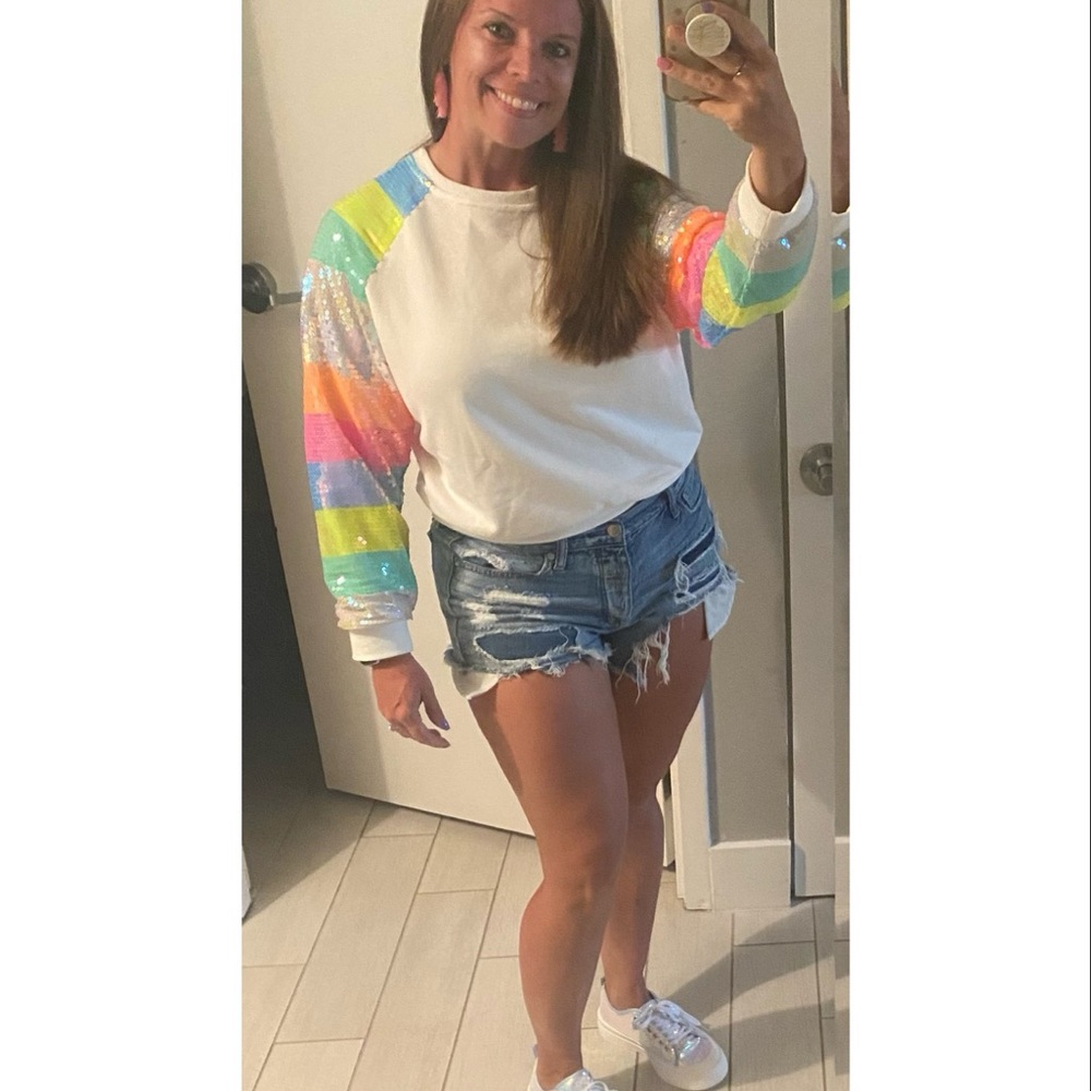 Colorful Sequin Sleeve Sweater